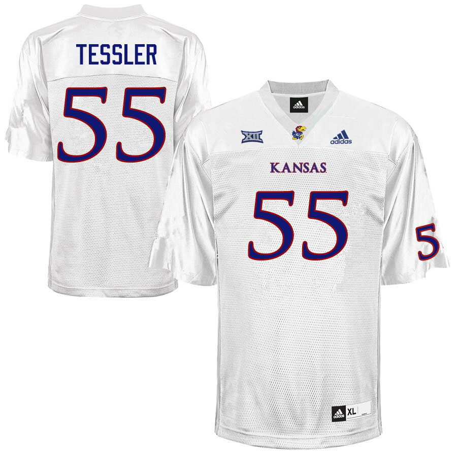 Men #55 Rexx Tessler Kansas Jayhawks College Football Jerseys Sale-White